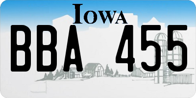 IA license plate BBA455
