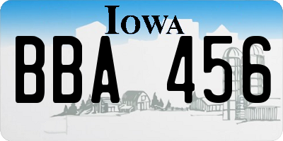 IA license plate BBA456