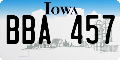 IA license plate BBA457