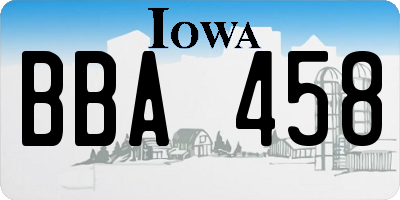 IA license plate BBA458