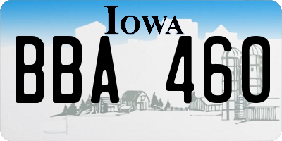 IA license plate BBA460