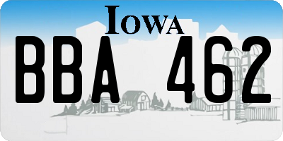 IA license plate BBA462