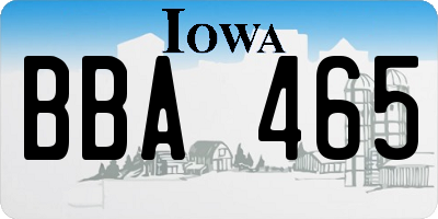 IA license plate BBA465
