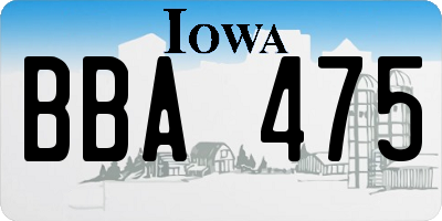 IA license plate BBA475