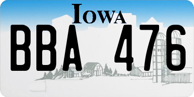 IA license plate BBA476