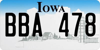 IA license plate BBA478