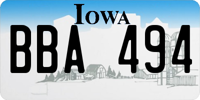 IA license plate BBA494