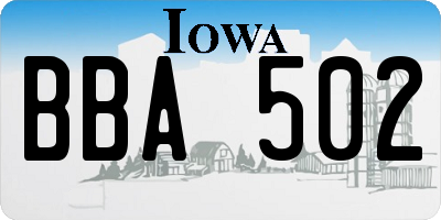 IA license plate BBA502