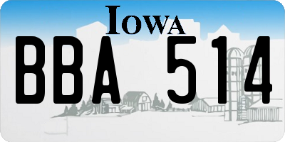 IA license plate BBA514