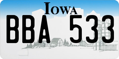IA license plate BBA533