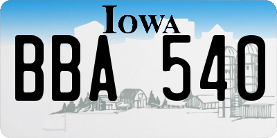 IA license plate BBA540