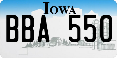 IA license plate BBA550