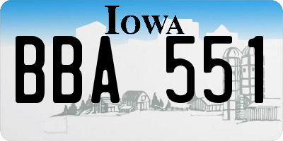 IA license plate BBA551
