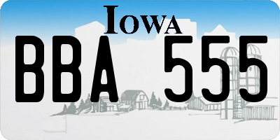 IA license plate BBA555
