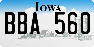 IA license plate BBA560