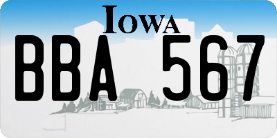 IA license plate BBA567