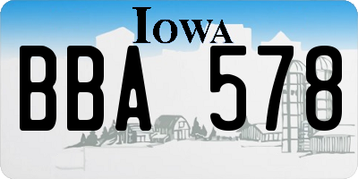 IA license plate BBA578