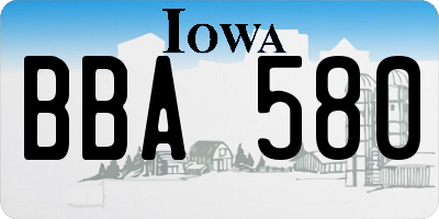 IA license plate BBA580