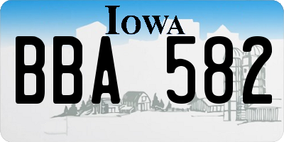 IA license plate BBA582