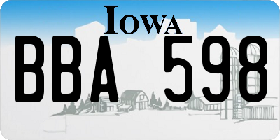 IA license plate BBA598