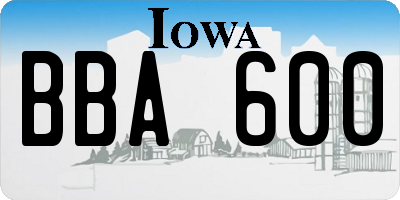 IA license plate BBA600