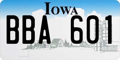 IA license plate BBA601