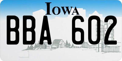 IA license plate BBA602