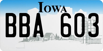 IA license plate BBA603