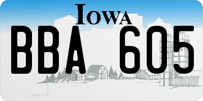 IA license plate BBA605