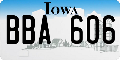 IA license plate BBA606