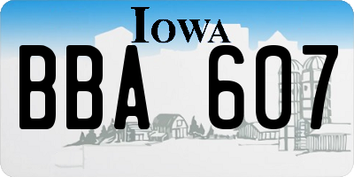 IA license plate BBA607