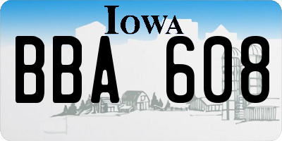 IA license plate BBA608