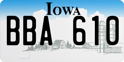 IA license plate BBA610