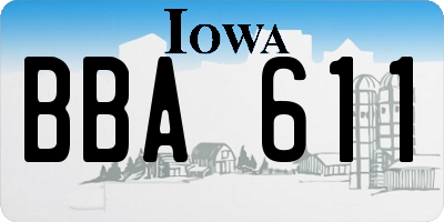 IA license plate BBA611