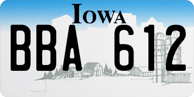 IA license plate BBA612
