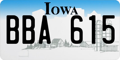IA license plate BBA615