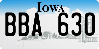 IA license plate BBA630