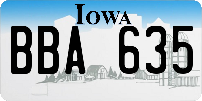 IA license plate BBA635