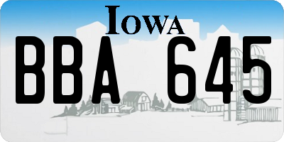 IA license plate BBA645