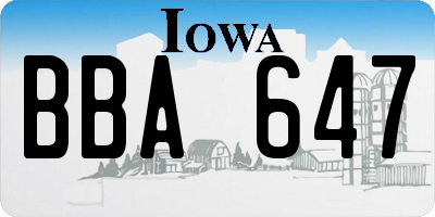 IA license plate BBA647