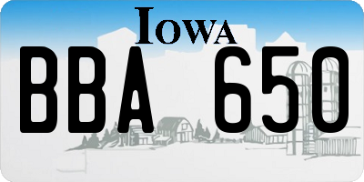 IA license plate BBA650