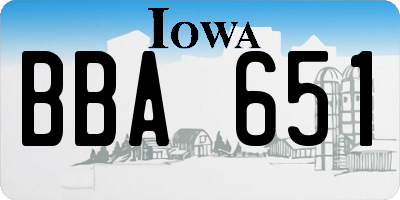 IA license plate BBA651