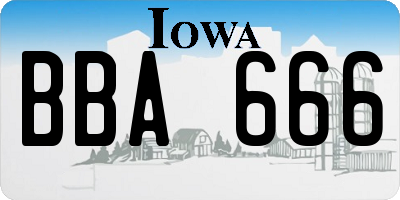 IA license plate BBA666