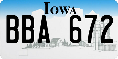 IA license plate BBA672