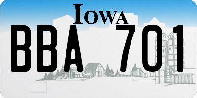 IA license plate BBA701