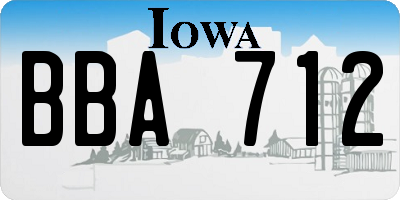 IA license plate BBA712