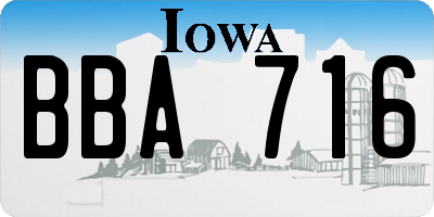 IA license plate BBA716