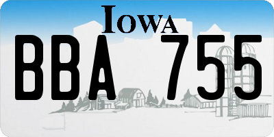IA license plate BBA755