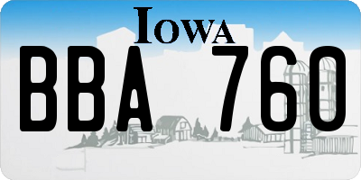 IA license plate BBA760