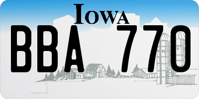 IA license plate BBA770